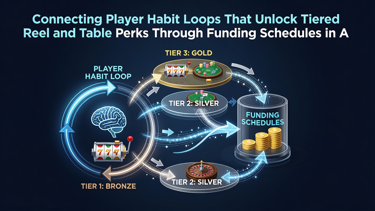 Diagram showing funding schedules unlocking tiered perks for reels and tables in app ecosystems
