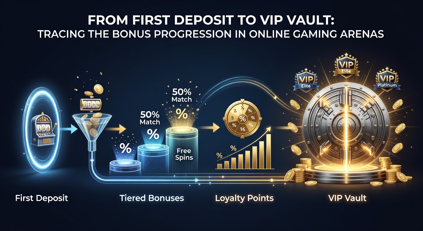 Visuelle Darstellung eines VIP-Tresors mit Goldmünzen, diamantenartigen Boni und einer Leiter, die von Einsteiger- zu Elite-Level führt, umgeben von Slot-Maschinen und Pokertischen
